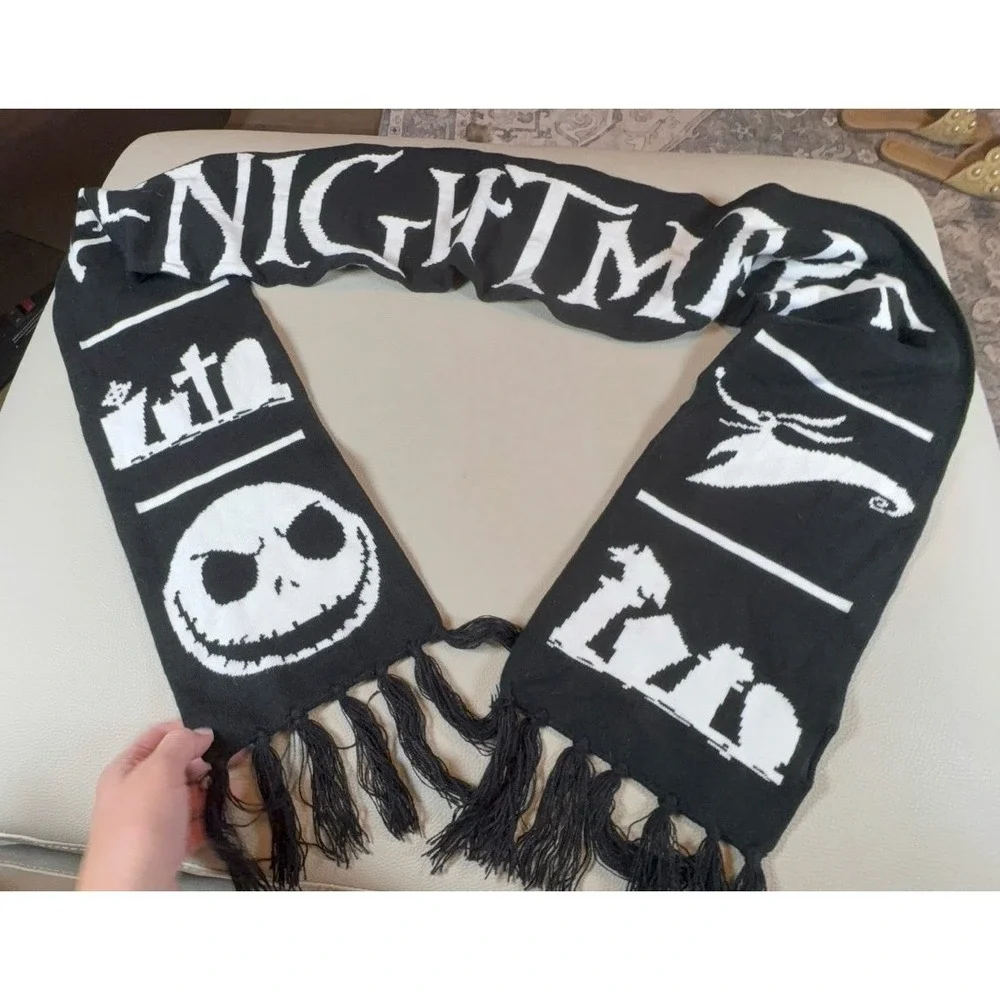 Nightmare Before Christmas Jack Skellington Zero Graveyard Scene Fringe Scarf